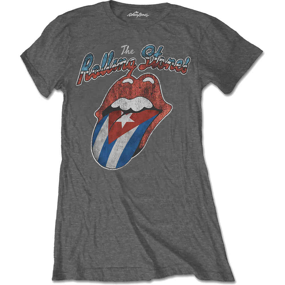 The Rolling Stones - Rocks Off Cuba Ladies Tshirt - Grey | Attitude Eu
